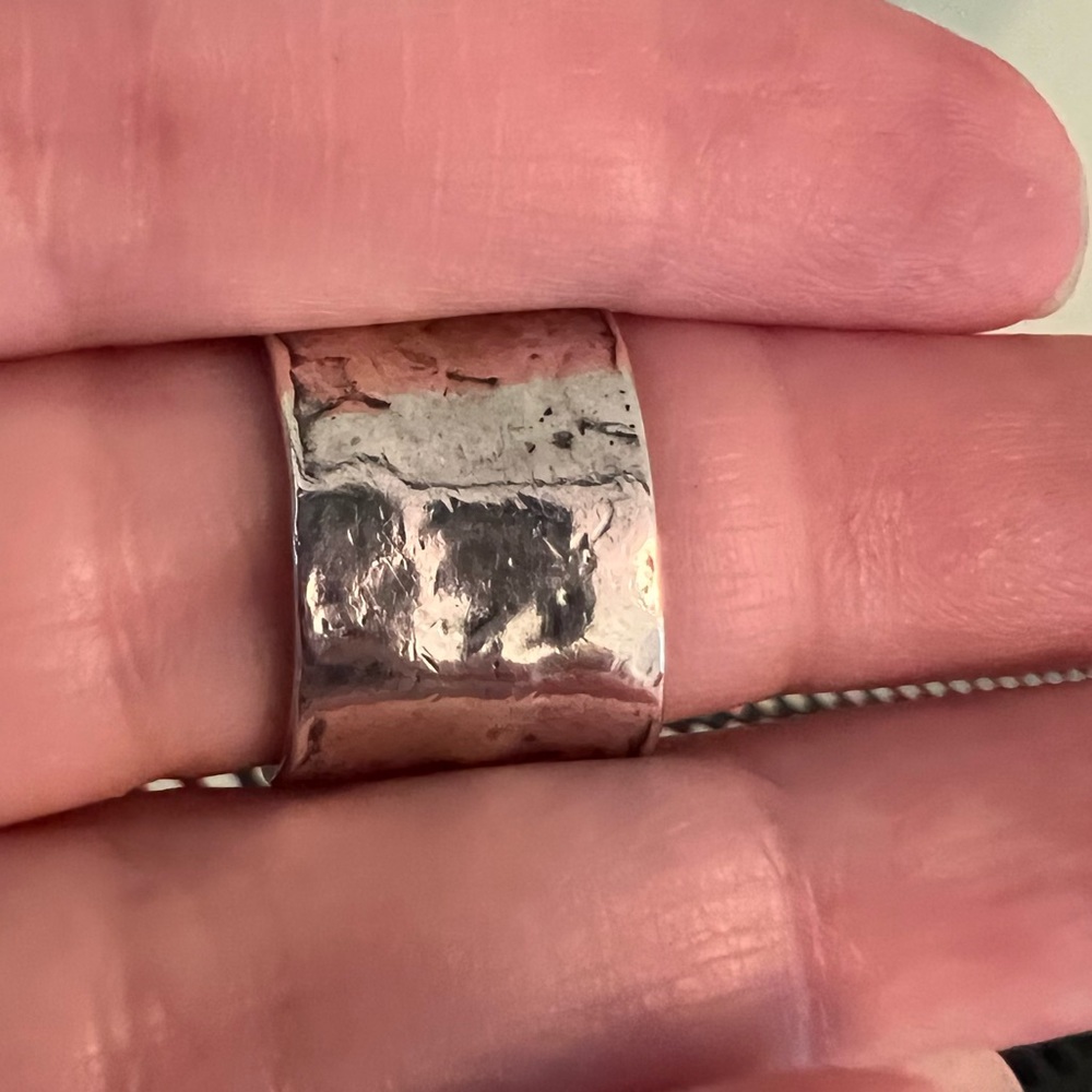 Silpada retired bold square smoky quartz hammered sterling silver ring size 6 - Picture 5 of 5